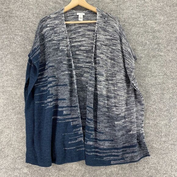 Purejill Sweaters - Purejill Cardigan Women M/L Gray Geometric Open Front Short Sleeve Knit Cotton